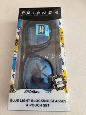 FRIENDS Yellow & Black Blue Light Blocking Glasses Pouch Set